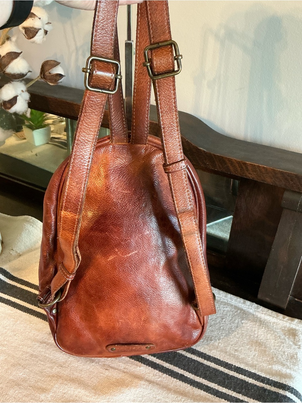 Bed Stu Leather Dominque Backpack Cognac DD Retail $235 - Picture 6 of 14